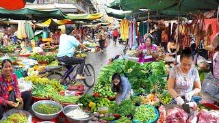 Orussey Market Food Compilation - Fruits, Raw Meat, Vegetables, & More