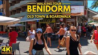 Benidorm - Old Town &  Boardwalk -  Summer Walking Tour - Spain-August 2022[4k60FPS]