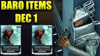 Baro Brings Primed Continuity! Baro Ki'Teer Dec 1 Warframe