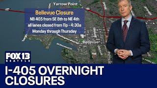 Traffic Alert: NB I-405 closed overnight in Bellevue, WA