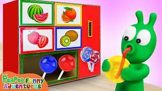 Pea Pea Tries Watermelon Lollipop Vending Machine so funny - Pea Pea Funny Adventures