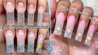 EASY WINTER POLYGEL NAILS️ BEGINNER FRIENDLY NAILS & POLYGEL OMBRE APPLICATION! | Nail Tutorial