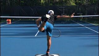 Tennis training:  Serve landing drills with Coach Brian Dabul