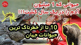 معرفی 10 تا از درنده ترین و خطرناک ترین حیوانات جهان + حیوانی که 1میلیون نفر را کشت!