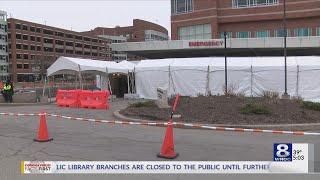 Triage tents prepared at local hospitals