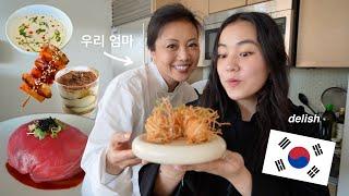 Cooking VIRAL KOREAN RECIPES with my KOREAN MOM (from culinary class wars!) 한국어 자막!