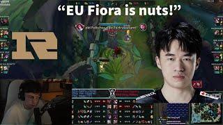 Caedrel Can't Believe That RNG Xiaohu Gets Solo Killed By This EUW Fiora ft FNC Nisqy