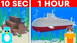 10 Seconds vs 1 Hour - Submarine Build Challenge in Minecraft