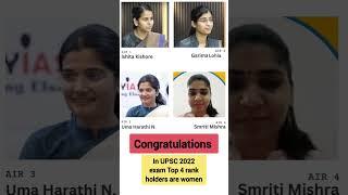 In UPSC 2022 exam Top 4 rank holders are women