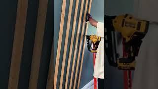 Watch me diy this slat wall all the way to the ceiling| Easy modern wood accent wall idea. #shorts