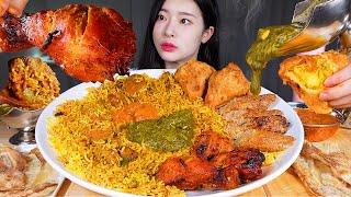 ASMR MUKBANG | CURRY (MAKHANI, PALAK PANEER) LAMB BIRYANI & SEEKH KEBAP & TANDOORI CHICKEN & SAMOSA