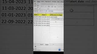 Find Days Difference From Dates In Excel  | Excel Formula Hacks  #shorts #excelfunctions #bytetech