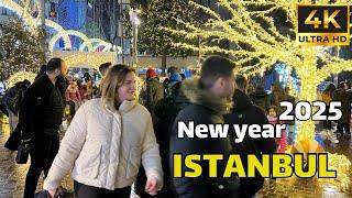 Istanbul 2025 New Year’s Eve & 4k Night walk in Galata port , nişantaşi,taksim square