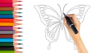 How to draw a Butterfly|butterfly drawing viral video|butterfly drawing with hand|kids painting