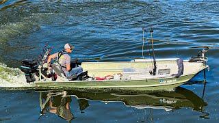 River Fishing For Big Fish In A Jon Boat