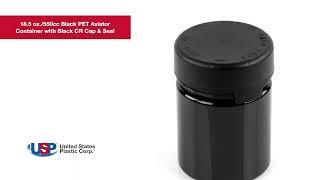 18.5 oz./550cc Black PET Aviator Container with Black CR Cap & Seal| U.S. Plastic Corporation®