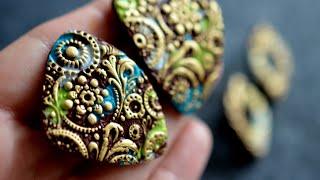 Beautiful Gold Textured Earrings Polymer Clay Tutorial