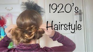 1920’s gatsby hairstyle, twenties flapper headband updo for evening party ball - Charlston headpiece