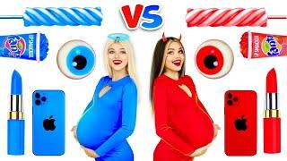 RICH Pregnant VS BROKE Pregnant || Red vs Blue & Bad vs Good Pregnancy Situations by RATATA BOOM!