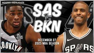 San Antonio Spurs vs Brooklyn Nets Full Game Highlights | Dec 27 | 2025 NBA Season