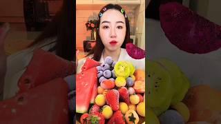 eating fruits Chinese girl first time make video #shorts