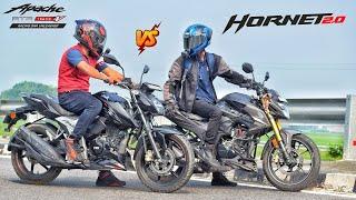 Honda Hornet 2.0 Vs TVS Apache RTR 160 4v | Drag Race | Who Will Win ?