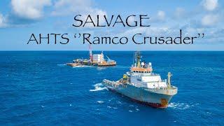 Salvage of AHTS 'Ramco Crusader" by SMIT SALVAGE. Offshore Brazil. Aerial video.