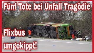 ️SCHWERER UNFALL MIT FLIXBUS️Fünf Tote und etliche VerletzteUmgekippt auf A9 bei Wiedemar