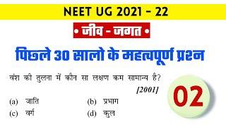 जीव जगत | Part - 2 | Biology in Hindi | Previous Year Questions | Neet UG 2021