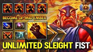 TRULY BECOME OP MID Ember Spirit Aghs Scepter + OC Build Unlimited Sleight of Fist 7.36c DotA 2