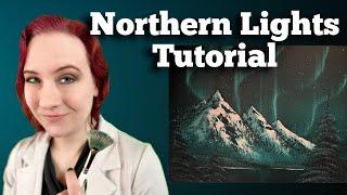 Bob Ross Tutorial Teal Northern Lights Oil Painting with LadyGalaga (CRI Jessie Mason)