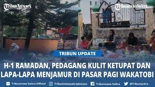 Suasana Pasar Pagi Wakatobi Sultra H-1 Ramadan 2025, Pedagang Kulit Ketupat dan Lapa-lapa Menjamur