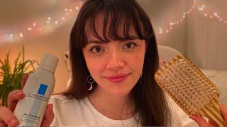 ASMR ️ Cozy Winter Personal Attention (skincare, hairbrushing, counting freckles, ear cleaning)