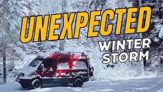 SNOW STORM NO WARNING | Van Life ( Sprinter 4WD) E3 S6