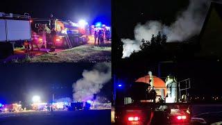 Großbrand - Brennt Mühle! Einsatzfahrten zum Großbrand + Einsatzstelle in Köckern bei Brehna