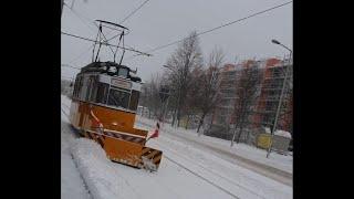Gothawagen mit Schneepflug in Nordhausen (Straßenbahn / Tram)