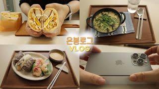 Vlog-스위치온 Diet 이후 연말에도 난 다이어트‍️/new 아이폰16pro 언박싱/또띠아랩&오트밀죽&월남쌈&다이어트비빔밥 레시피