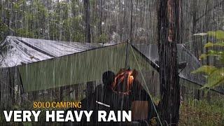 Very Long Heavy Rain ‼️ SOLO Camping in Heavy Rain ‼️