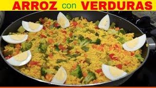 Arroz con Verduras Salteadas  receta de arroz con verduras Salteadas comida completa con huevos