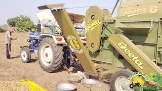 Geeta Tractor Operated Automatic Groundnut Thresher#tractor #multicrop_cutter_thresar#agriculture