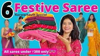 festive saree haul under 300 | chiffon saree haul | shopsy saree haul | shopsy saree haul under 300