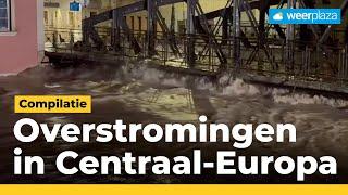 Overstromingen in Centraal-Europa door zware regenval! | Compilatie Weerplaza