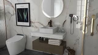 Modern Floating Bathroom Vanity Set With Single Sink White and Natural