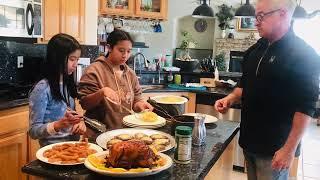 Thanksgiving 2022 with Grandkids making veal parmigiana.