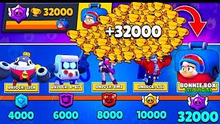 NONSTOP to 32000 TROPHIES Without Collecting TROPHY ROAD + New Free Brawler - Brawl Stars