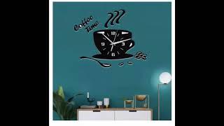 Coffee Cup Wall Clock Kitchen 3D Wooden Wall Clock Tea Cup Wall Clock,