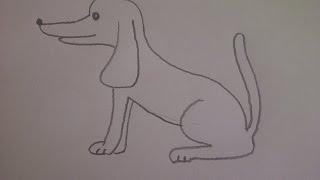 Как  нарисовать собаку в сидячем положении (очень просто, для начинающих)