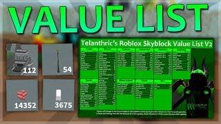 Roblox Skyblock Value List / Trading Guide *GET MONEY FAST*