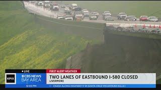 Update: Eastbound I-580 roadway crack near Livermore forces lane closures