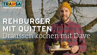 Outdoor-Küche: Rehburger mit selbstgemachten Buns, Wacholder-Mayo und karamellisierten Quitten